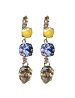 Mariana Earrings Triple Tier Yellow Opal, Tanzanite & AB Austrian Crystals Fairyland Mystique Winter 2019 Coll.