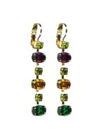 Mariana Earrings Multi Tier Olivine, Amethyst, Topaz & Tourmaline Austrian Crystals Holiday Lights Mystique Coll. - Image 3