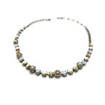 Mariana Necklace Elegant Pearl, Amber, Champagne, Silk & Opal Austrian Crystals Gypsy Soul Coll.