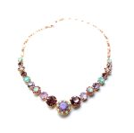 Mariana Necklace Exquisite Purples & Green Austrian Crystals Levander Botanica Coll.