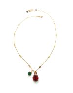 Mariana Necklace Pendant Duo Rich Crimson Red, Green Opal & Amber Austrian Crystals Poppy East Meets West Coll. - Image 2