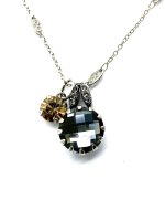 Necklace Pendant By Mariana Woman Faceted Black and Topaz Swarovski Crystals - SP