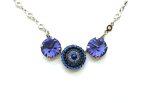 Necklace Pendant By Mariana Odyssey Coll. Stunning Trio Tanzanite & Blues Swarovski Crystals