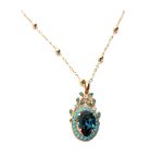Mariana Necklace Pendant Finely Detailed Indicolite, Aquamarine & Clear Austrian Crystals Nightfall Mystique Coll. - Image 3