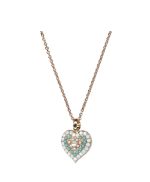 Mariana Necklace Pendant Heart Shaped Turq & White Shell Mineral w/ White Opal & Pearl Austrian Crystals New Moon Mystique Coll. - Image 3