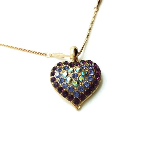 Mariana Necklace Pendant Heart Shaped in Amethyst, Tanzanite & AB Austrian Crystals My Treasures Coll.