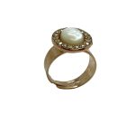 Ring By Mariana Woman Beautiful Pearl Mineral and Golden Swarovski Crystals