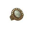 Ring By Mariana Woman Beautiful Pearl Mineral and Golden Swarovski Crystals - Image 2