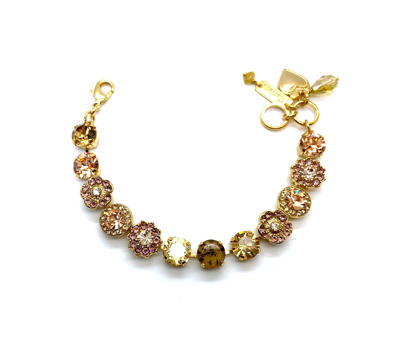 B-4045-1-1119-YG (3) Mariana Bracelet Golden Shadow, Light Maroon, Topaz & Light Peach Austrian Crystals My Butterfly Coll. Yellow Gold - Image 1