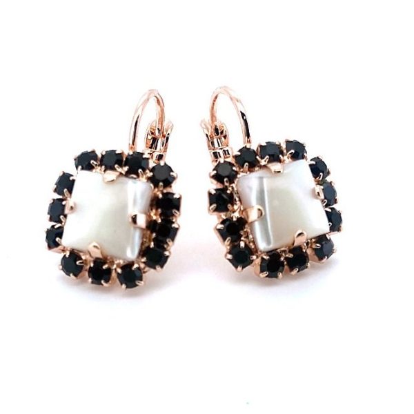 Earrings By Mariana Woman Timeless Shell Mineral and Jet Swarovski Crystals