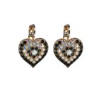 Mariana Earrings Heart Shaped in Pearl Mineral, Jet & AB Austrian Crystals Eclipse Mystique Winter 2019 Coll.