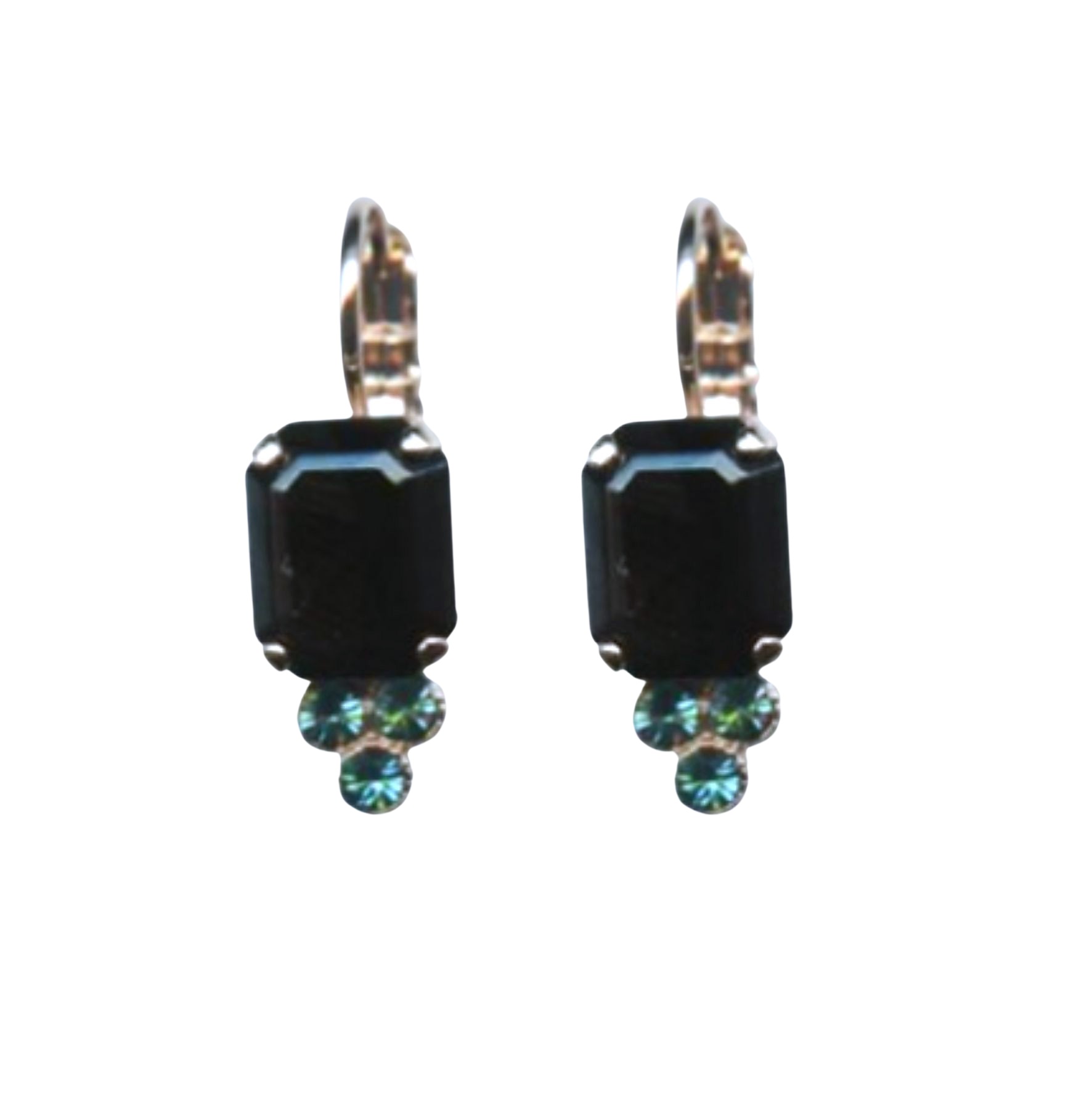 E-1009-125-RG6 (1) Earrings By Mariana Woman Classy Jet and Aquamarine Swarovski Crystals - Image 1
