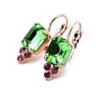 Earrings By Mariana Woman Classy Peridot and Rose Swarovski Crystals - Image 2