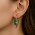 Earrings By Mariana Woman Classy Peridot and Rose Swarovski Crystals - Image 3