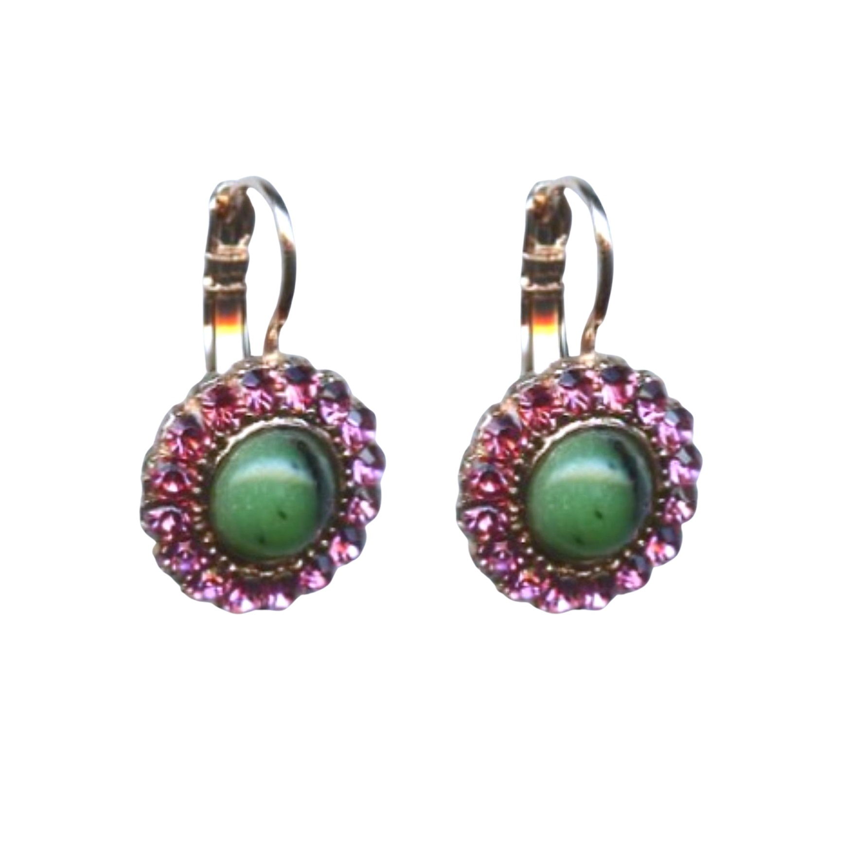 E-1014-3-M142-RG6 (1) Mariana Earrings Charming Turq Mineral & Rose Austrian Crystals Winter 2019 Coll. - Image 1