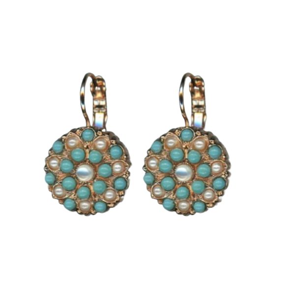 Mariana Earrings Lovely Howlite Chinese Turq Mineral & Cream Pearl Austrian Crystals New Moon Mystique Coll.