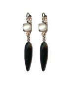 Mariana Earrings Exquisite White Shell Mineral & Jet Austrian Crystals Eclipse Mystique Winter 2019 Coll.