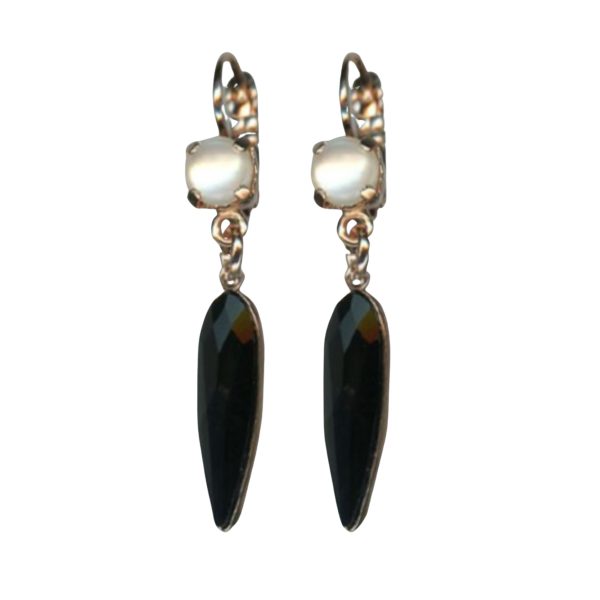 Mariana Earrings Exquisite White Shell Mineral & Jet Austrian Crystals Eclipse Mystique Winter 2019 Coll.