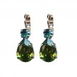 Mariana Earrings Elegant Pear Shaped Olivine & Aquamarine Austrian Crystals Winter 2019 Coll.