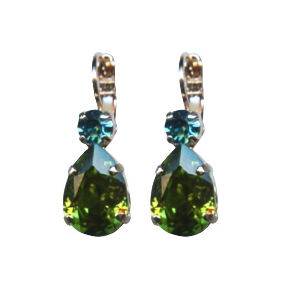 Mariana Earrings Elegant Pear Shaped Olivine & Aquamarine Austrian Crystals Winter 2019 Coll.