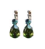Mariana Earrings Elegant Pear Shaped Olivine & Aquamarine Austrian Crystals Winter 2019 Coll. - Image 2