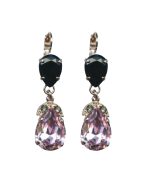 Mariana Earrings Elegant Pear Dangling Jet, Lt Rose & Black Diamond Austrian Crystals Winter 2019 Coll.