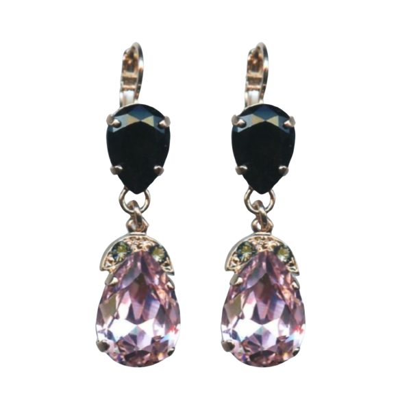 Mariana Earrings Elegant Pear Dangling Jet, Lt Rose & Black Diamond Austrian Crystals Winter 2019 Coll.