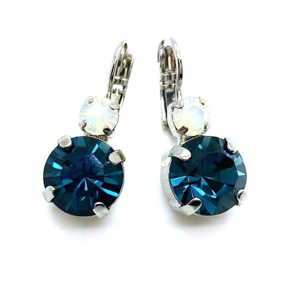 Mariana Earrings Elegant Blue Zircon & White Opal Austrian Crystals Mood Indigo Songbook Coll.