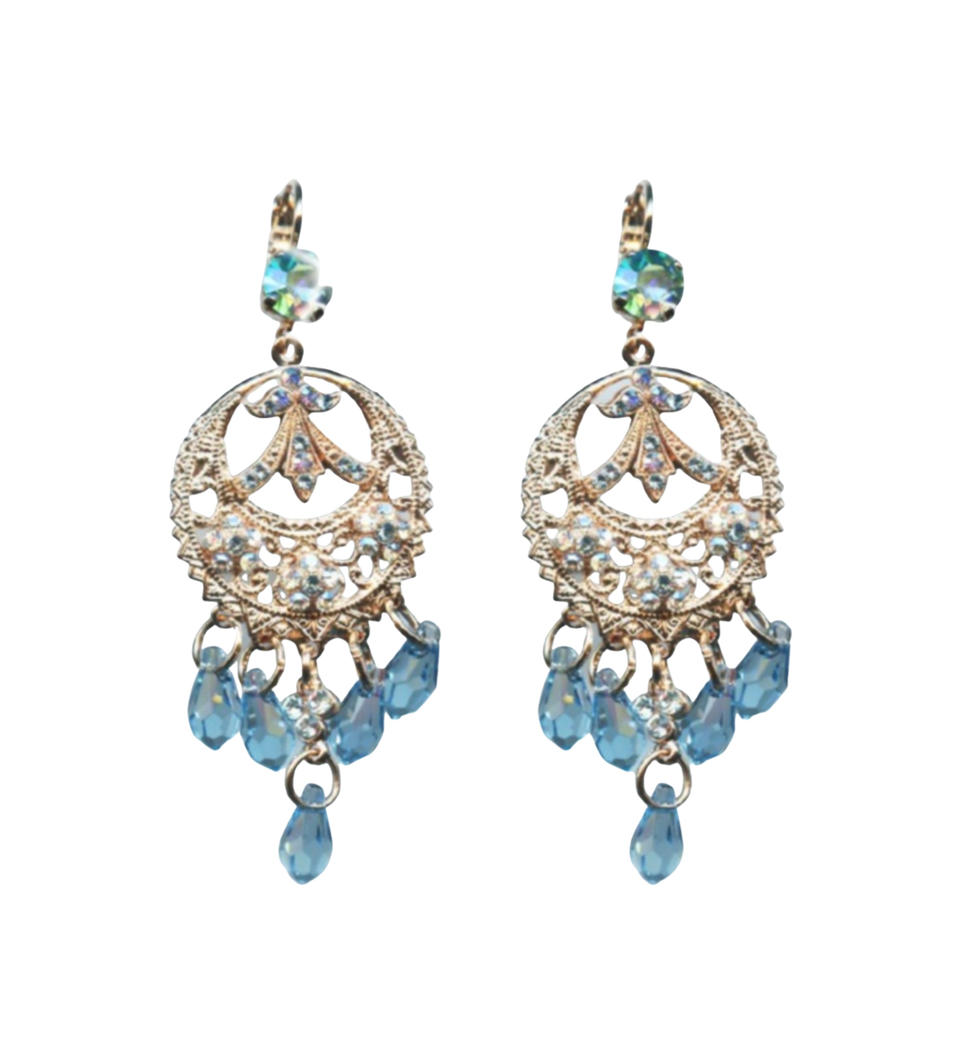 E-1043-1-141-RG6 (1) Mariana Earrings Boho Gypsy Paradise Shine & Aquamarine Austrian Crystals Winter 2019 Coll. - Image 1