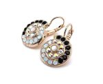 Earrings By Mariana Woman White Shell Mineral and Jet Swarovski Crystals - Image 2