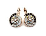 Earrings By Mariana Woman White Shell Mineral and Jet Swarovski Crystals