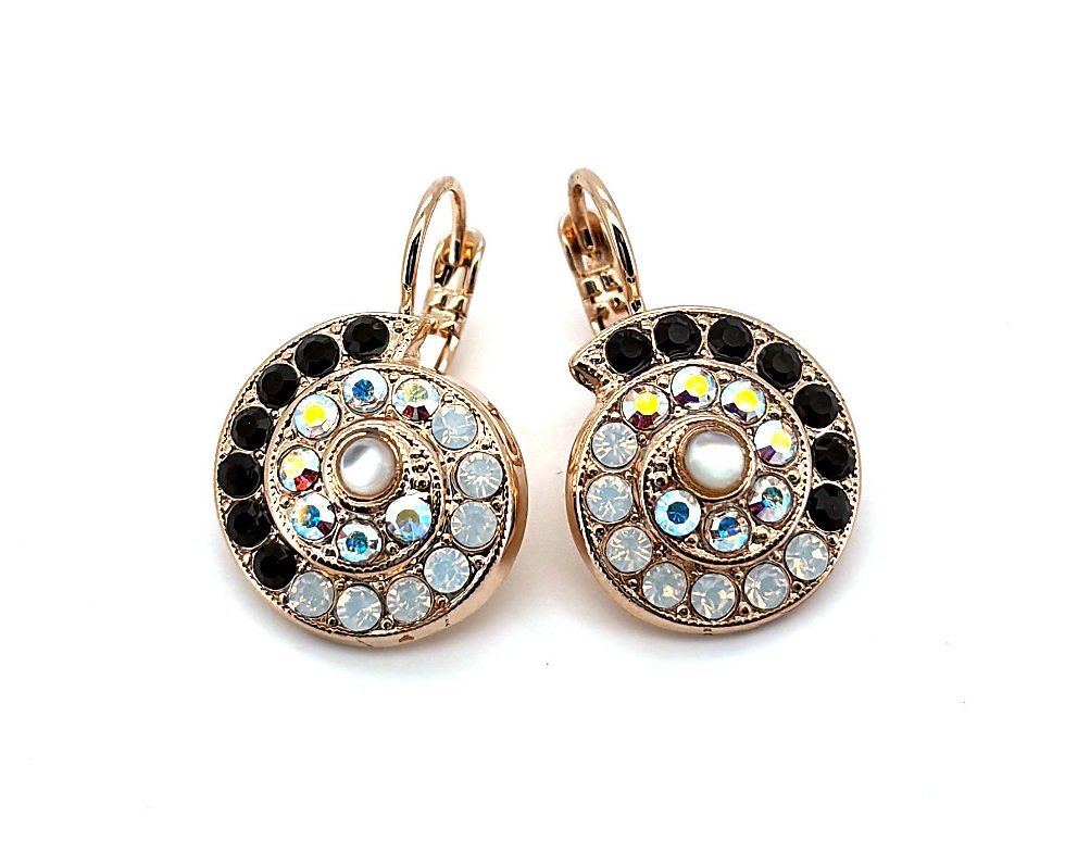 E-1079-M87280-RG6 (3) Earrings By Mariana Woman White Shell Mineral and Jet Swarovski Crystals - Image 1