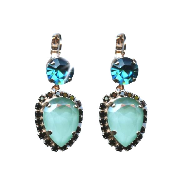Mariana Earrings Sophisticated Pacific Opal, Aquamarine & Jet Austrian Crystals Winter 2019 Coll.
