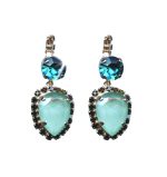 Mariana Earrings Sophisticated Pacific Opal, Aquamarine & Jet Austrian Crystals Winter 2019 Coll. - Image 2