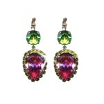 Mariana Earrings Sophisticated Fuchsia & Olivine Austrian Crystals Winter 2019 Coll. - Image 3
