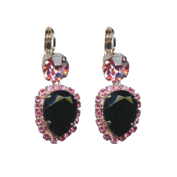 Mariana Earrings Exquisite Jet Black & Lt Rose Austrian Crystals Winter 2019 Coll.
