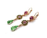 Mariana Earrings Winter 2019 Coll. Dangling Floral Pinks & Greens Austrian Crystals - Image 3