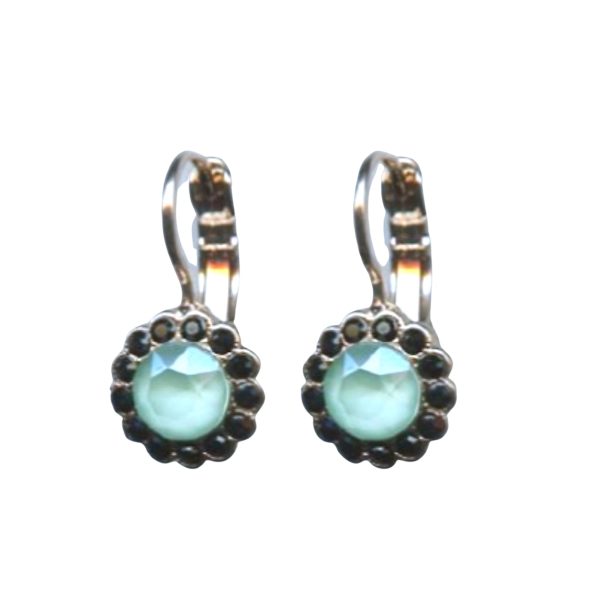 Mariana Earrings Dainty Floral in Pacific Opal & Jet Austrian Crystals Winter 2019 Coll.