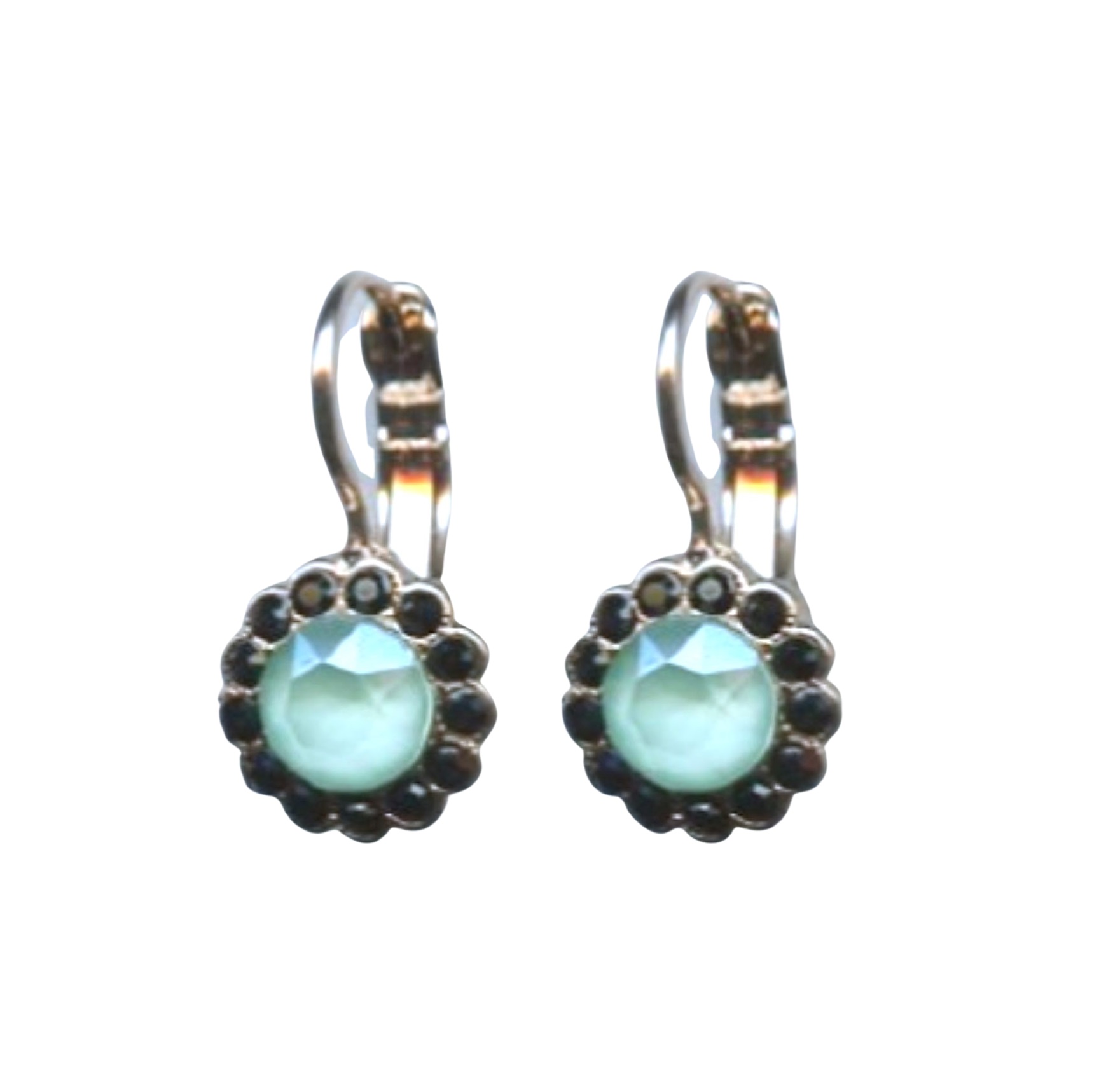 E-1133-125-RG6 (1) Mariana Earrings Dainty Floral in Pacific Opal & Jet Austrian Crystals Winter 2019 Coll. - Image 1