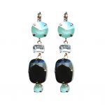 Mariana Earrings Fab Dangling Pacific Opal, Jet & Clear Austrian Crystals Winter 2019 Coll.
