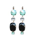 Mariana Earrings Fab Dangling Pacific Opal, Jet & Clear Austrian Crystals Winter 2019 Coll. - Image 2