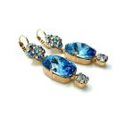 Earrings By Mariana Winter 2019 Coll. Exquisite Aquamarine & Moonlight Swarovski Crystals - Image 2