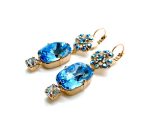 Earrings By Mariana Winter 2019 Coll. Exquisite Aquamarine & Moonlight Swarovski Crystals - Image 3