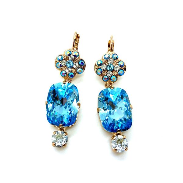 Earrings By Mariana Winter 2019 Coll. Exquisite Aquamarine & Moonlight Swarovski Crystals