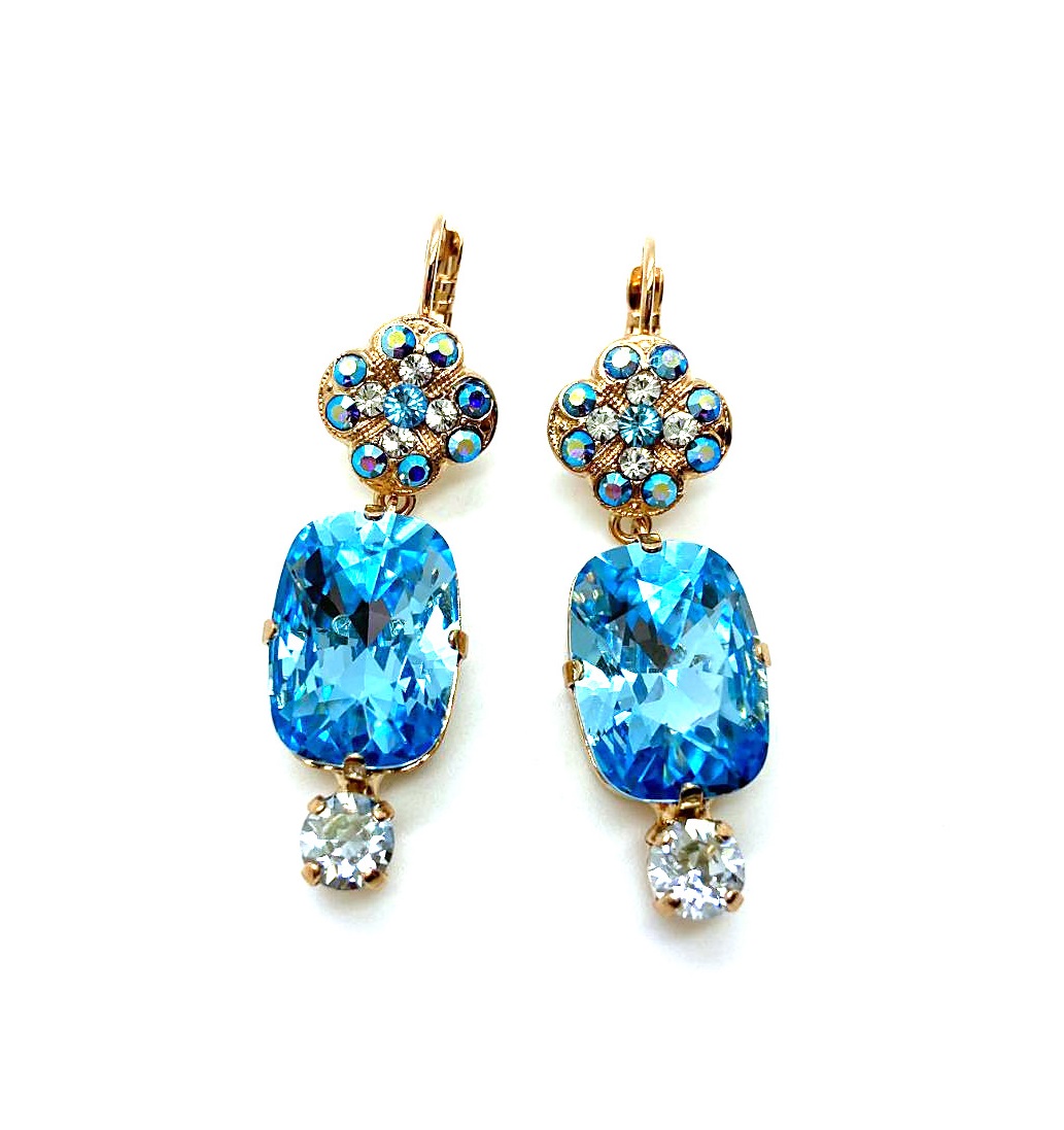E-1145-4-141-RG6 (3) Earrings By Mariana Winter 2019 Coll. Exquisite Aquamarine & Moonlight Swarovski Crystals - Image 1