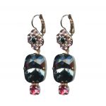 Mariana Earrings Finely Detailed Blacks & Pinks Austrian Crystals Winter 2019 Coll.
