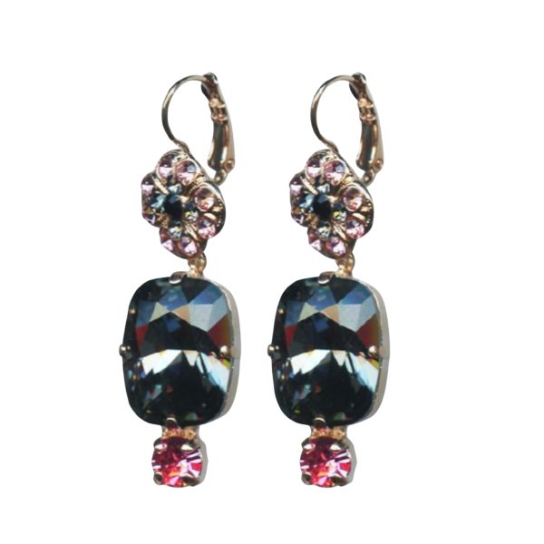 Mariana Earrings Finely Detailed Blacks & Pinks Austrian Crystals Winter 2019 Coll.