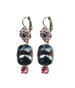 Mariana Earrings Finely Detailed Blacks & Pinks Austrian Crystals Winter 2019 Coll. - Image 2