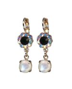 Mariana Earrings Glitzy Floral White Shell Mineral, Jet & AB Austrian Crystals Eclipse Mystique Winter 2019 Coll. - Image 3