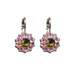 Mariana Earrings Lovely Floral in Lt Rose & Olivine Austrian Crystals Winter 2019 Coll.